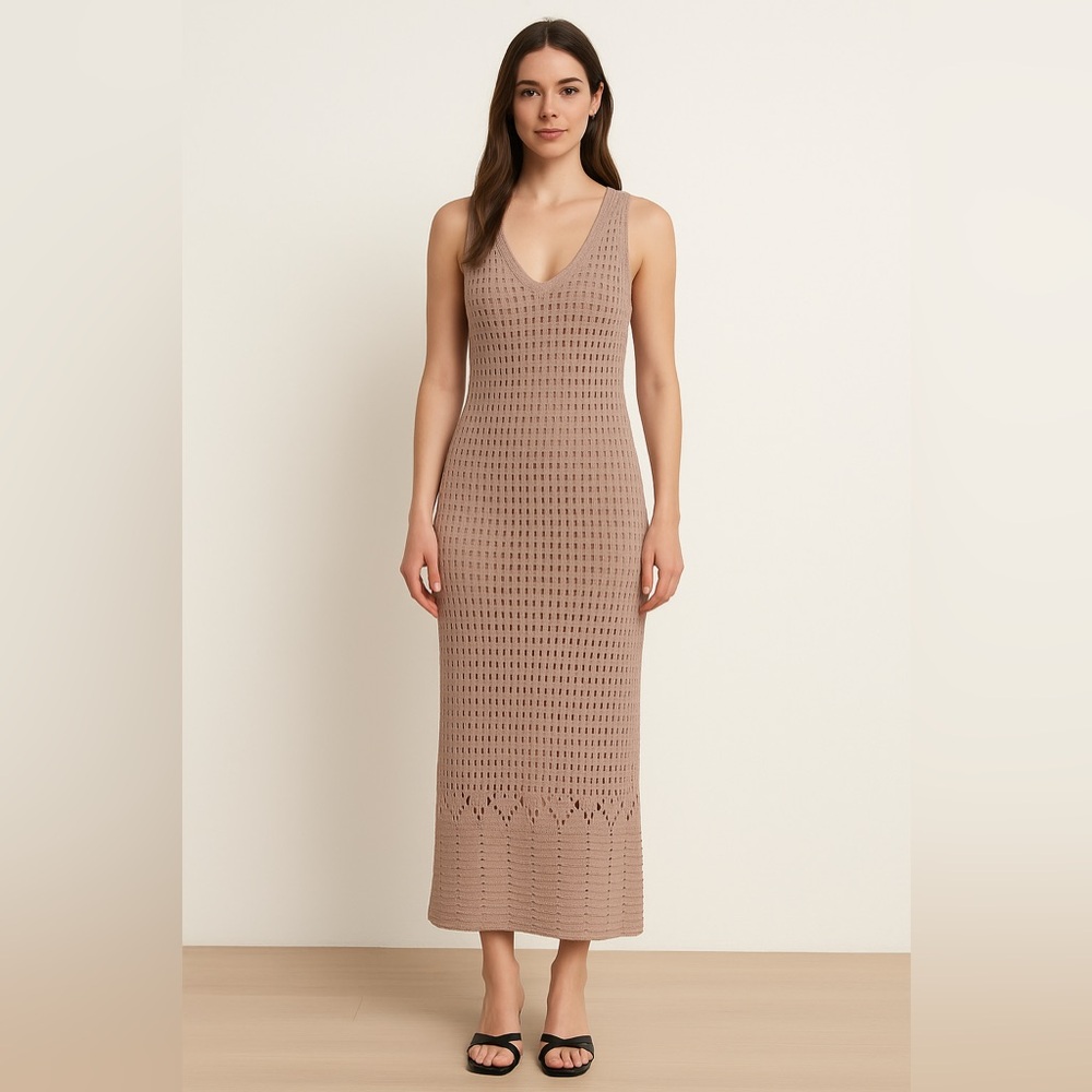 Tan Sleeveless Knit Dress